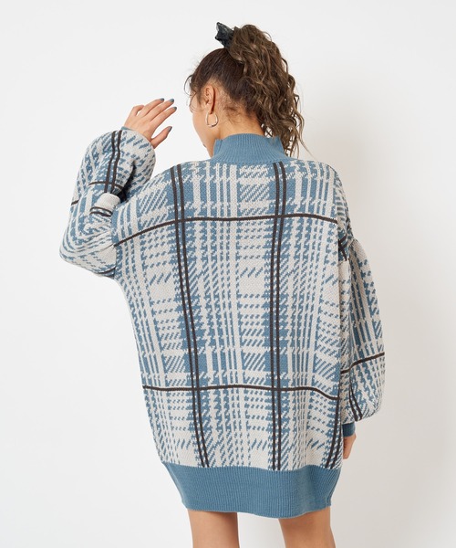 SPIRALGIRL（スパイラルガール）の「チェック柄ジャガードニットワンピース（ワンピース・レディース・ベージュ/ブルー/ブラック・FREE）」の13枚目の写真