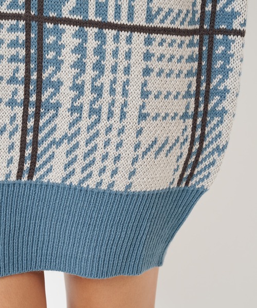 SPIRALGIRL（スパイラルガール）の「チェック柄ジャガードニットワンピース（ワンピース・レディース・ベージュ/ブルー/ブラック・FREE）」の16枚目の写真