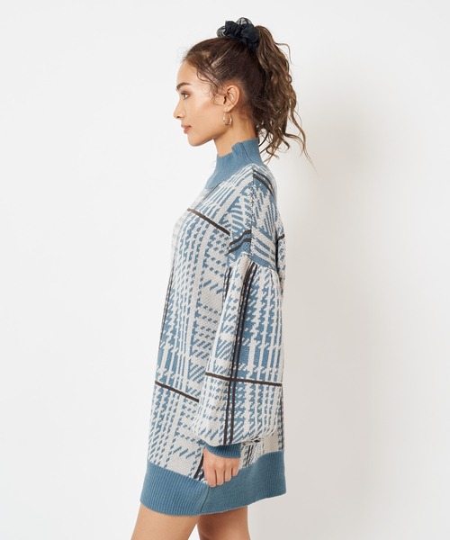 SPIRALGIRL（スパイラルガール）の「チェック柄ジャガードニットワンピース（ワンピース・レディース・ベージュ/ブルー/ブラック・FREE）」の19枚目の写真