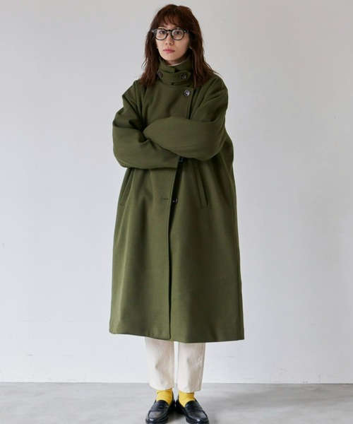 Auntie Rosa Holiday(アンティローザホリデー)の「ハイネック2WAYロングコート(ステンカラーコート・レディース・ネイビー/カーキ/オレンジ・FREE)」の16枚目の写真