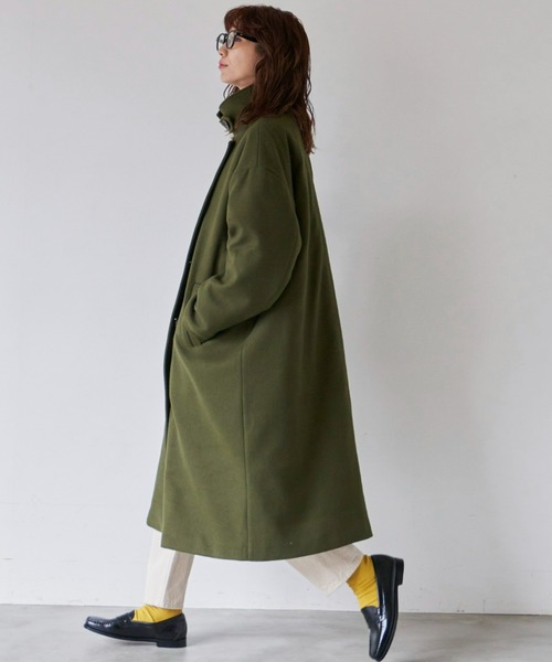 Auntie Rosa Holiday(アンティローザホリデー)の「ハイネック2WAYロングコート(ステンカラーコート・レディース・ネイビー/カーキ/オレンジ・FREE)」の19枚目の写真