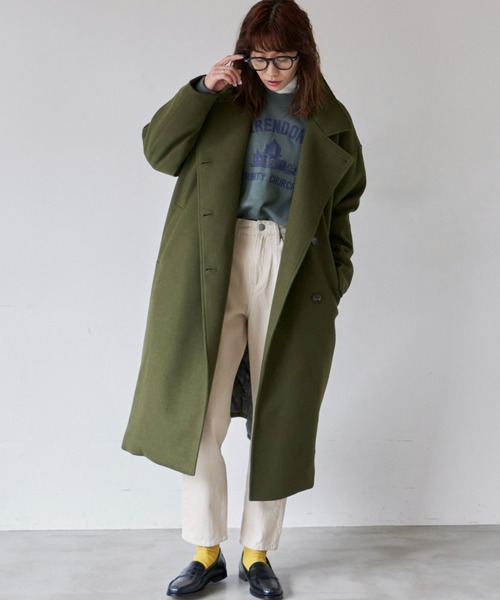 Auntie Rosa Holiday(アンティローザホリデー)の「ハイネック2WAYロングコート(ステンカラーコート・レディース・ネイビー/カーキ/オレンジ・FREE)」の5枚目の写真