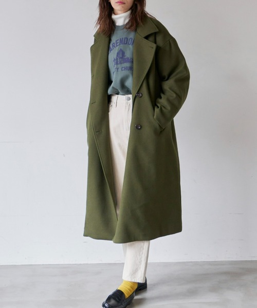 Auntie Rosa Holiday(アンティローザホリデー)の「ハイネック2WAYロングコート(ステンカラーコート・レディース・ネイビー/カーキ/オレンジ・FREE)」の8枚目の写真