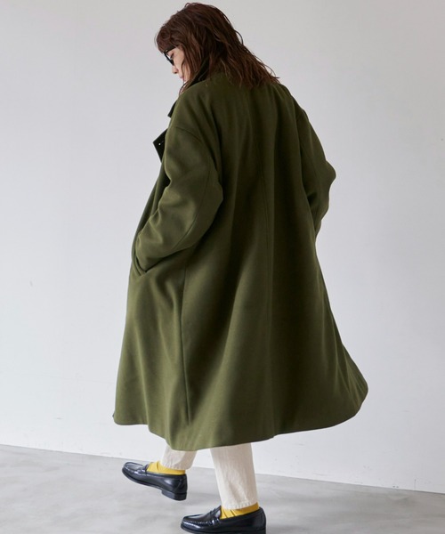 Auntie Rosa Holiday(アンティローザホリデー)の「ハイネック2WAYロングコート(ステンカラーコート・レディース・ネイビー/カーキ/オレンジ・FREE)」の10枚目の写真