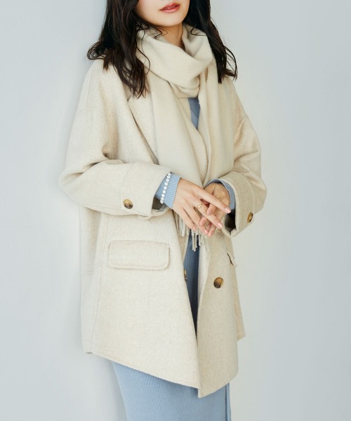 SAISON DE PAPILLON（セゾンドパピヨン）の「ウール混ダブルフェイスPコート（ピーコート・レディース・ブラウン/ベージュ・フリー）」の2枚目の写真