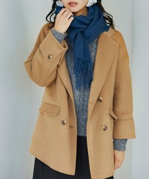 ウール混ダブルフェイスPコート