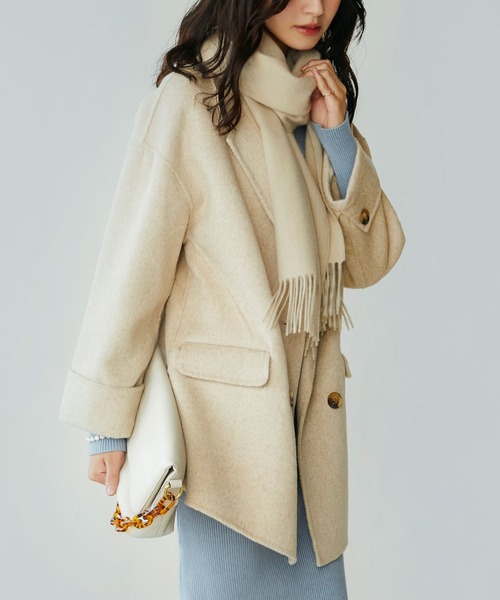 SAISON DE PAPILLON（セゾンドパピヨン）の「ウール混ダブルフェイスPコート（ピーコート・レディース・ブラウン/ベージュ・フリー）」の19枚目の写真