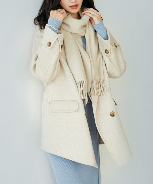 SAISON DE PAPILLON（セゾンドパピヨン）の「ウール混ダブルフェイスPコート（ピーコート・レディース・ブラウン/ベージュ・フリー）」の6枚目の写真