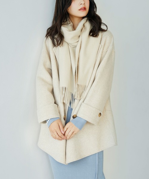 SAISON DE PAPILLON（セゾンドパピヨン）の「ウール混ダブルフェイスPコート（ピーコート・レディース・ブラウン/ベージュ・フリー）」の3枚目の写真