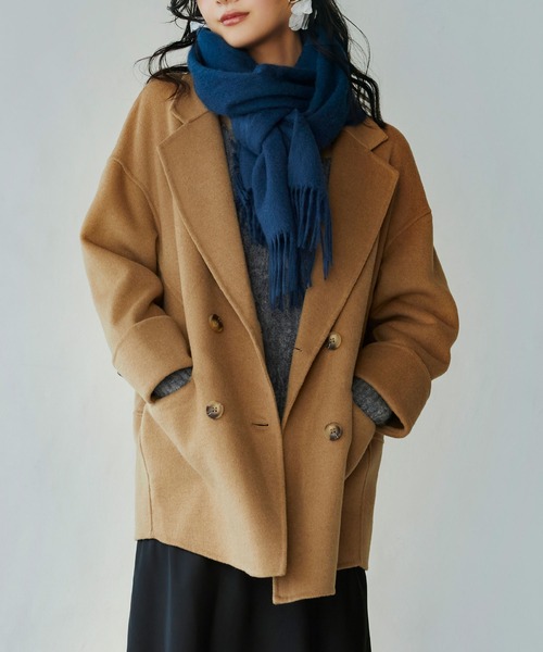 SAISON DE PAPILLON（セゾンドパピヨン）の「ウール混ダブルフェイスPコート（ピーコート・レディース・ブラウン/ベージュ・フリー）」の16枚目の写真