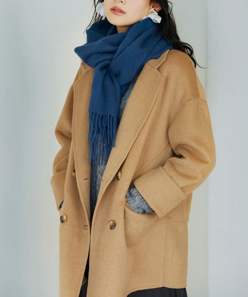 SAISON DE PAPILLON（セゾンドパピヨン）の「ウール混ダブルフェイスPコート（ピーコート・レディース・ブラウン/ベージュ・フリー）」の7枚目の写真