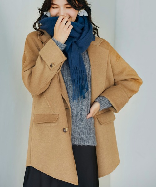 SAISON DE PAPILLON（セゾンドパピヨン）の「ウール混ダブルフェイスPコート（ピーコート・レディース・ブラウン/ベージュ・フリー）」の14枚目の写真