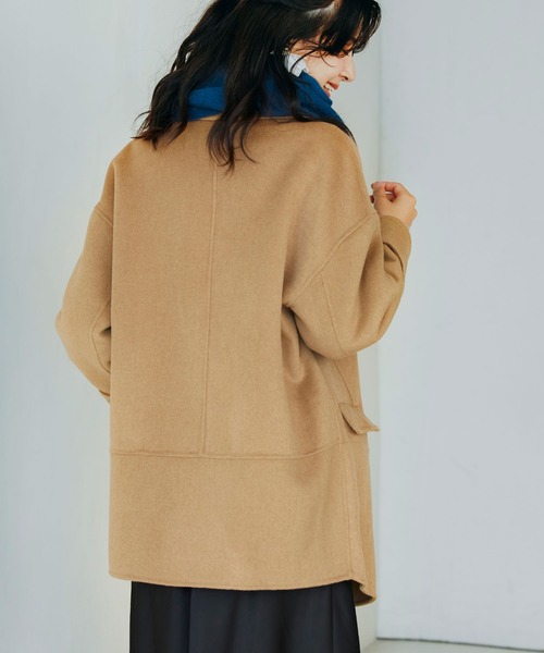 SAISON DE PAPILLON（セゾンドパピヨン）の「ウール混ダブルフェイスPコート（ピーコート・レディース・ブラウン/ベージュ・フリー）」の4枚目の写真