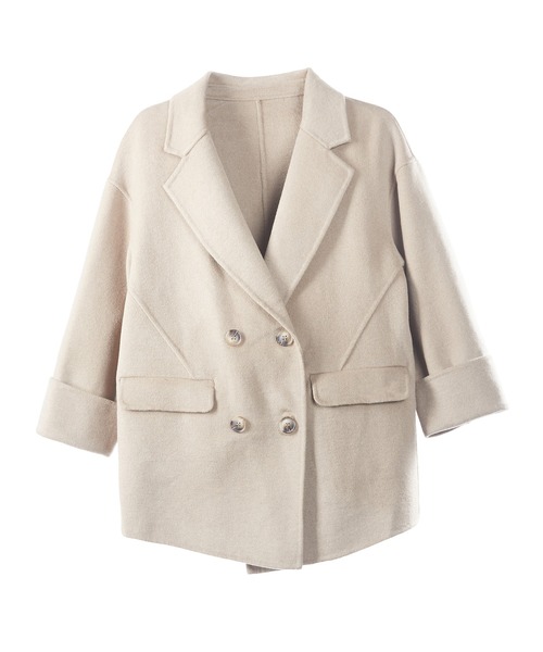 SAISON DE PAPILLON（セゾンドパピヨン）の「ウール混ダブルフェイスPコート（ピーコート・レディース・ブラウン/ベージュ・フリー）」の21枚目の写真