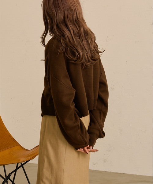 Ambre Neige（アンブルネージュ）の「2WAYドットボタンカーデ／【WEB/EC限定商品】（カーディガン/ボレロ・レディース・ダークブラウン/アイボリー・FREE）」の9枚目の写真