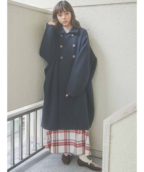 merry jenny（メリージェニー）の「more more loose コート（その他アウター・レディース・ブラック/オリーブ・FREE）」の4枚目の写真