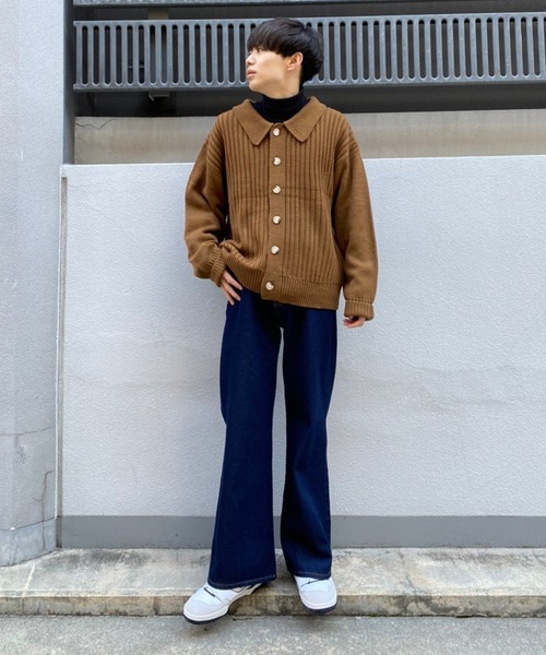 anown(アノン)の「フレアワイドデニム【ファッションインフルエンサーRyo×anown 限定コラボ】(デニムパンツ・メンズ・ブラック/インディゴブルー・S/M/L)」の9枚目の写真