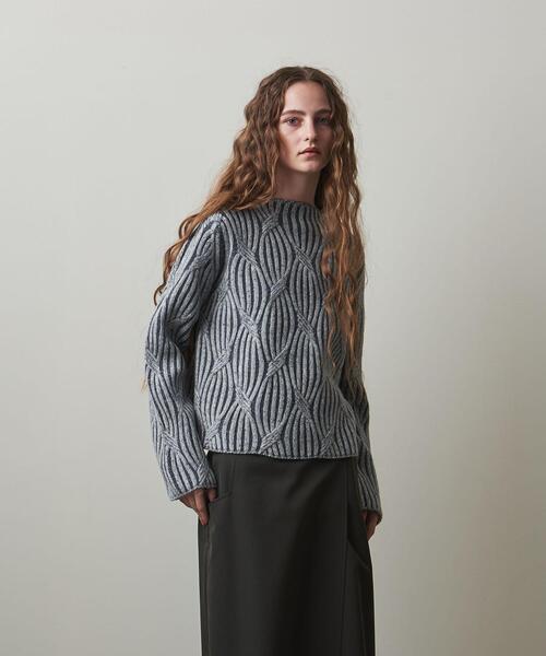 Steven Alan(スティーブンアラン)の「<Steven Alan>WOOL CASHMERE BICOLOR KNIT/ニット(ニット/セーター・レディース・ライトブルー/イエロー・FREE)」の2枚目の写真