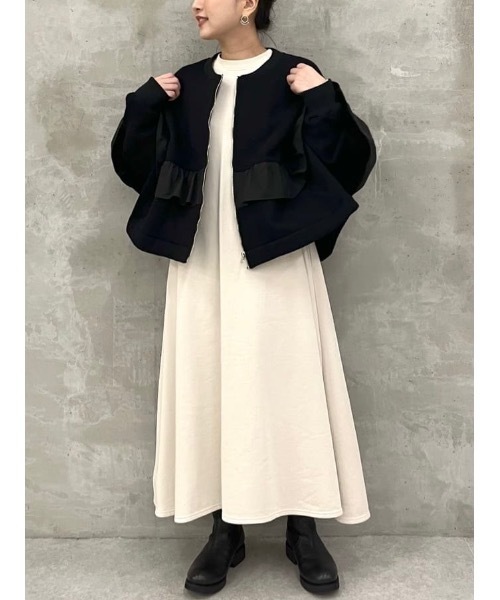 BEARDSLEY（ビアズリー）の「腕を動かすたびに変わるシルエット 中はもこもこ 裏毛フリルブルゾン（ブルゾン・レディース・ブラック・FREE）」の19枚目の写真