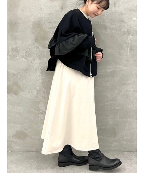 BEARDSLEY（ビアズリー）の「腕を動かすたびに変わるシルエット 中はもこもこ 裏毛フリルブルゾン（ブルゾン・レディース・ブラック・FREE）」の13枚目の写真