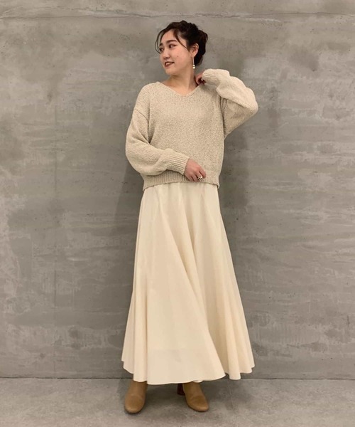 BEARDSLEY(ビアズリー)の「歩いた時のフレア感が綺麗 コットンフレアスカート(スカート・レディース・アイボリー・FREE)」の3枚目の写真