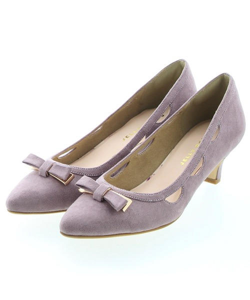 JELLY BEANS(ジェリービーンズ)の「メタルコンビリボンカットワークパンプス<ふわさら>(204-52780)JELLY BEANS(ジェリービーンズ)(パンプス・レディース・ライトグレー/ブラック/ラベンダー・23/24/25/22/25.5/22.5/24.5/23.5/21.5)」の1枚目の写真