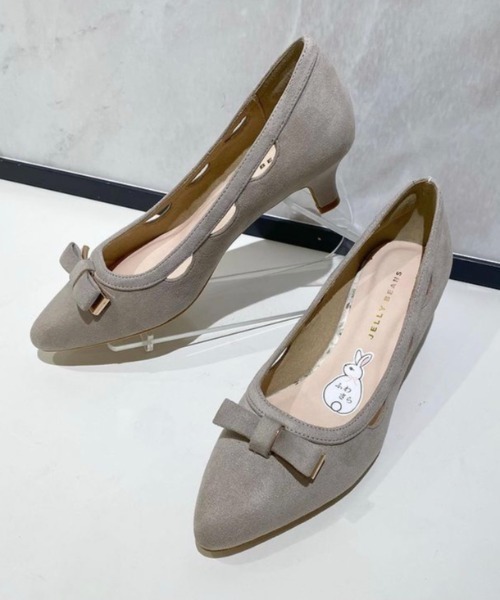 JELLY BEANS(ジェリービーンズ)の「メタルコンビリボンカットワークパンプス<ふわさら>(204-52780)JELLY BEANS(ジェリービーンズ)(パンプス・レディース・ライトグレー/ブラック/ラベンダー・23/24/25/22/25.5/22.5/24.5/23.5/21.5)」の14枚目の写真