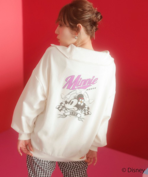 VIS（ビス）の「【ディズニー】ミッキー＆ミニー/裏毛ハーフジップセーラーカラープルオーバー【WEB限定】（スウェット・レディース・レッド/オフホワイト/ライトグリーン/スミクロ・FREE）」の16枚目の写真