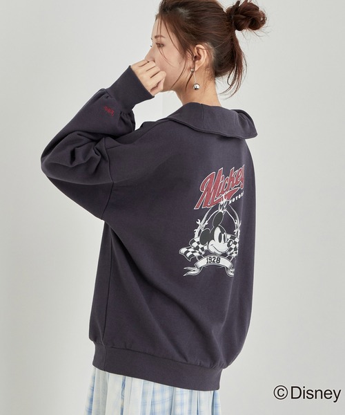 VIS（ビス）の「【ディズニー】ミッキー＆ミニー/裏毛ハーフジップセーラーカラープルオーバー【WEB限定】（スウェット・レディース・レッド/オフホワイト/ライトグリーン/スミクロ・FREE）」の20枚目の写真