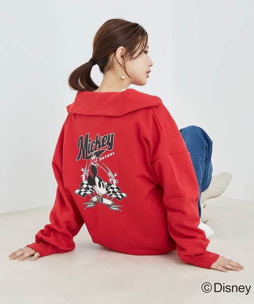 VIS（ビス）の「【ディズニー】ミッキー＆ミニー/裏毛ハーフジップセーラーカラープルオーバー【WEB限定】（スウェット・レディース・レッド/オフホワイト/ライトグリーン/スミクロ・FREE）」の21枚目の写真