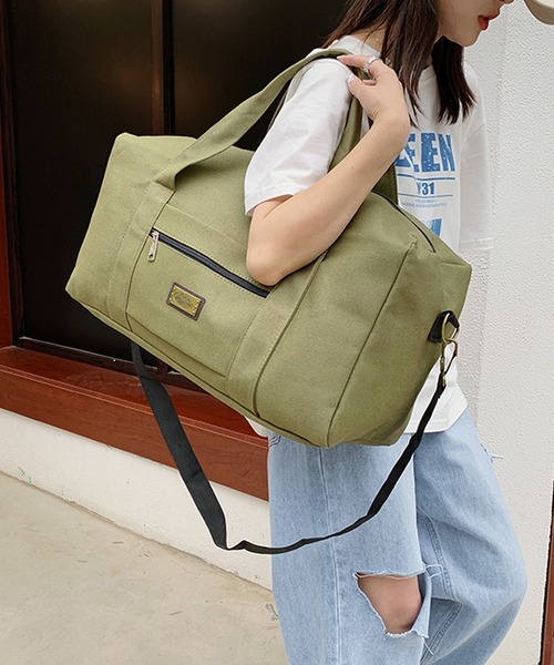 LUGG NAGG（ラグナグ）の「キャンバス ボストンバッグ 帆布 旅行バッグ トラベルボストンバッグ（ボストンバッグ・レディース・ブラック/ベージュ/カーキ・MEDIUM/LARGE）」の3枚目の写真