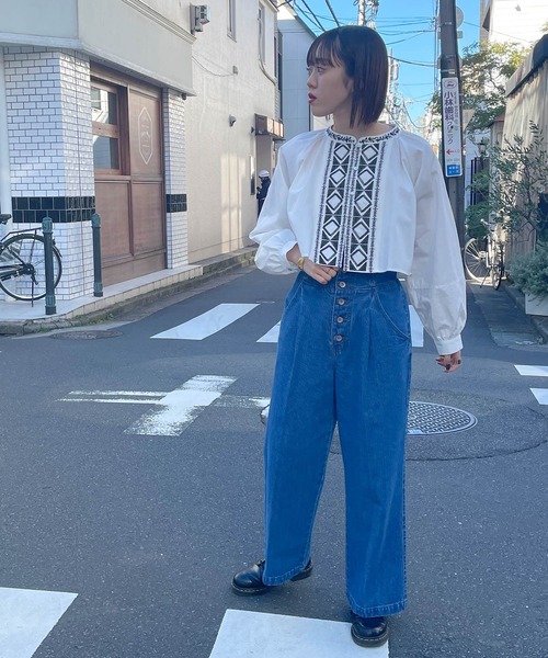 Alley by w closet（アリーバイダブルクローゼット）の「【Alley】刺繍入りブラウス（シャツ/ブラウス・レディース・オフホワイト/ブルー・FREE）」の12枚目の写真