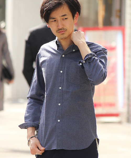 EDIFICE（エディフィス）の「◇メランジオックス ボタンダウンシャツ（シャツ/ブラウス・メンズ・サックスブルー/ピンク/グリーン/ブルー系その他/ホワイト・50/46/48/44）」の4枚目の写真