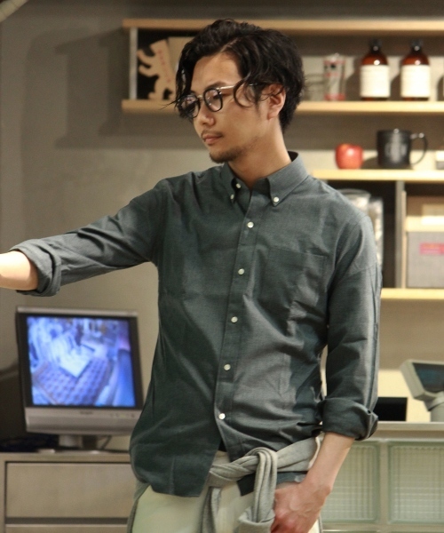 EDIFICE（エディフィス）の「◇メランジオックス ボタンダウンシャツ（シャツ/ブラウス・メンズ・サックスブルー/ピンク/グリーン/ブルー系その他/ホワイト・50/46/48/44）」の2枚目の写真