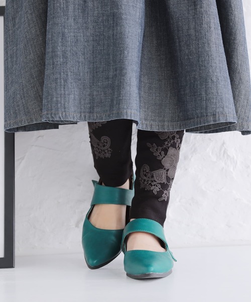 osharewalker（オシャレウォーカー）の「【廃盤】『フラワーモチーフ裾レースレギンス』（レギンス/スパッツ・レディース・杢グレー/ブラック・2/1）」の8枚目の写真