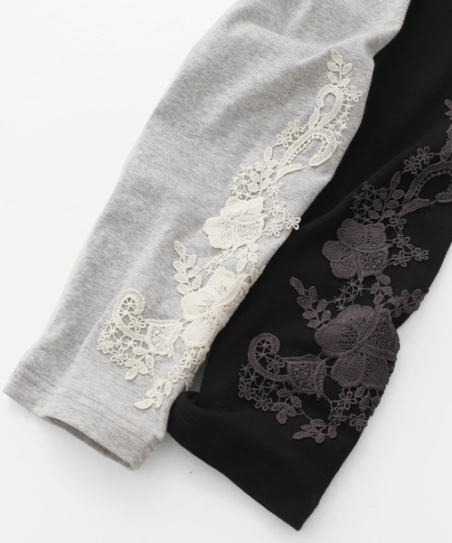 osharewalker（オシャレウォーカー）の「【廃盤】『フラワーモチーフ裾レースレギンス』（レギンス/スパッツ・レディース・杢グレー/ブラック・2/1）」の14枚目の写真