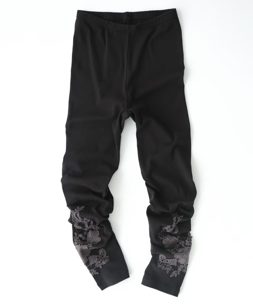 osharewalker（オシャレウォーカー）の「【廃盤】『フラワーモチーフ裾レースレギンス』（レギンス/スパッツ・レディース・杢グレー/ブラック・2/1）」の21枚目の写真