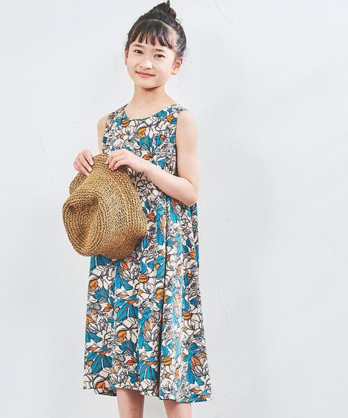 coen（コーエン）の「【coen キッズ/ジュニア】総柄プリントノースリーブワンピース（ワンピース・キッズ・ベージュ/ネイビー・110/130/150）」の2枚目の写真