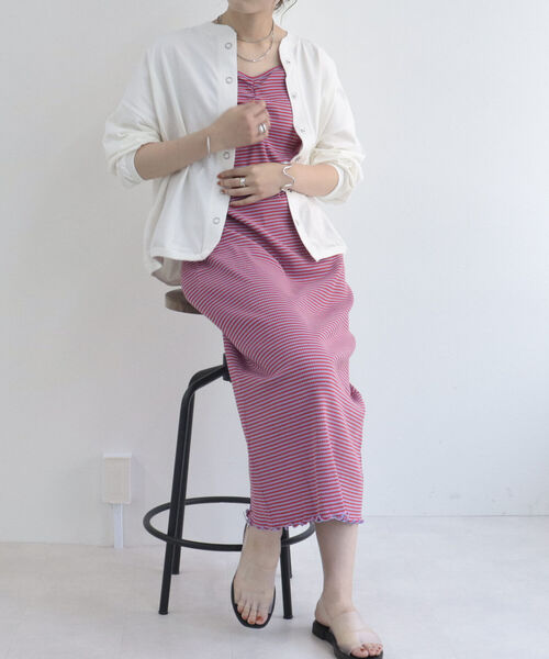 fredy repit（フレディレピ）の「ドライタッチスナップカーディガン（Tシャツ/カットソー・レディース・オフホワイト/ホワイト系その他3/ピンク系その他3/チャコールグレー・38）」の5枚目の写真