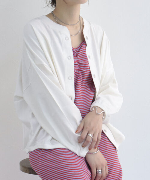 fredy repit（フレディレピ）の「ドライタッチスナップカーディガン（Tシャツ/カットソー・レディース・オフホワイト/ホワイト系その他3/ピンク系その他3/チャコールグレー・38）」の8枚目の写真