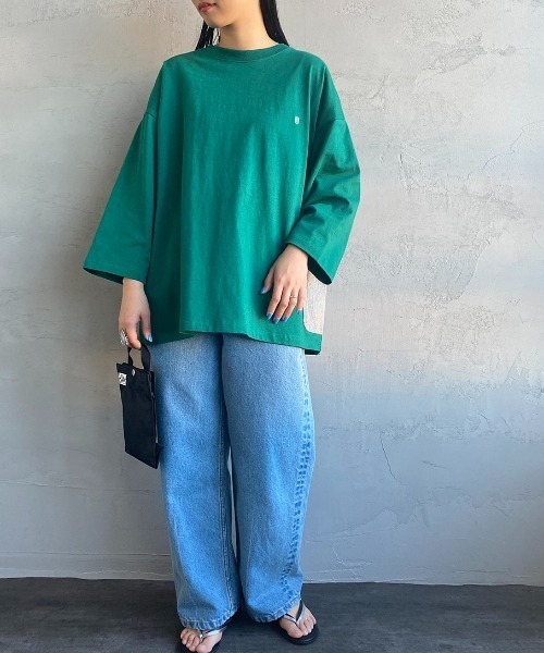 UNIVERSAL OVERALL（ユニバーサルオーバーオール）の「[UNIVERSAL OVERALL/ユニバーサルオーバーオール] 別注 7分袖 カバーオールTシャツ（Tシャツ/カットソー・レディース・ブラック/グリーン/グレー/オレンジ/ホワイト・M/S/L）」の12枚目の写真