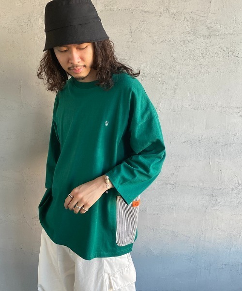 UNIVERSAL OVERALL（ユニバーサルオーバーオール）の「[UNIVERSAL OVERALL/ユニバーサルオーバーオール] 別注 7分袖 カバーオールTシャツ（Tシャツ/カットソー・レディース・ブラック/グリーン/グレー/オレンジ/ホワイト・M/S/L）」の22枚目の写真