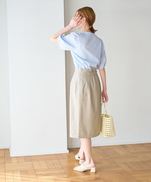 ROPE' PICNIC（ロペピクニック）の「【着丈が選べる/着丈短め】リネンライクラップスカート（スカート・レディース・ベージュ/ネイビー/サックスブルー/ラベンダー・40/38/36）」の7枚目の写真