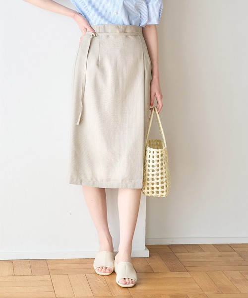 ROPE' PICNIC（ロペピクニック）の「【着丈が選べる/着丈短め】リネンライクラップスカート（スカート・レディース・ベージュ/ネイビー/サックスブルー/ラベンダー・40/38/36）」の8枚目の写真