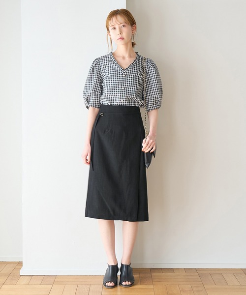 ROPE' PICNIC（ロペピクニック）の「【着丈が選べる/着丈短め】リネンライクラップスカート（スカート・レディース・ベージュ/ネイビー/サックスブルー/ラベンダー・40/38/36）」の9枚目の写真