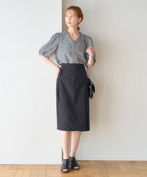 ROPE' PICNIC（ロペピクニック）の「【着丈が選べる/着丈短め】リネンライクラップスカート（スカート・レディース・ベージュ/ネイビー/サックスブルー/ラベンダー・40/38/36）」の11枚目の写真