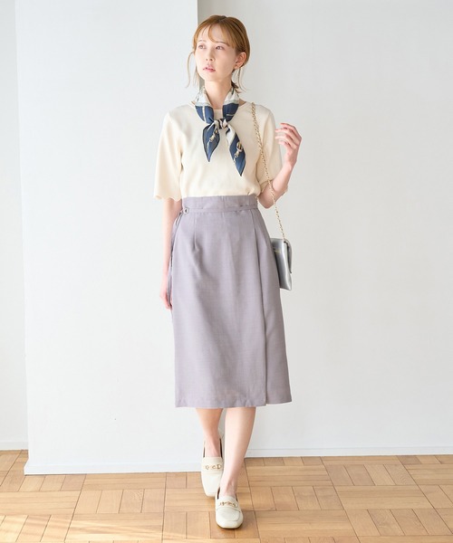 ROPE' PICNIC（ロペピクニック）の「【着丈が選べる/着丈短め】リネンライクラップスカート（スカート・レディース・ベージュ/ネイビー/サックスブルー/ラベンダー・40/38/36）」の12枚目の写真