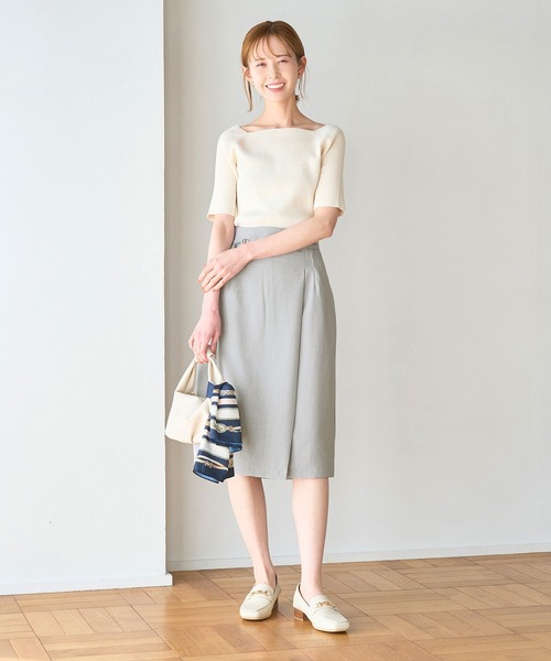 ROPE' PICNIC（ロペピクニック）の「【着丈が選べる/着丈短め】リネンライクラップスカート（スカート・レディース・ベージュ/ネイビー/サックスブルー/ラベンダー・40/38/36）」の16枚目の写真