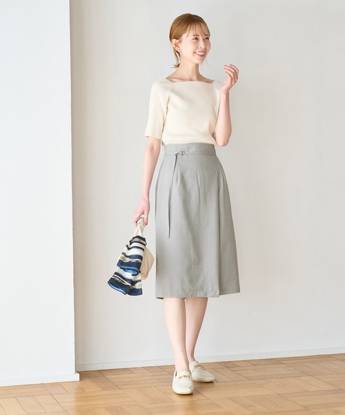 ROPE' PICNIC（ロペピクニック）の「【着丈が選べる/着丈短め】リネンライクラップスカート（スカート・レディース・ベージュ/ネイビー/サックスブルー/ラベンダー・40/38/36）」の17枚目の写真