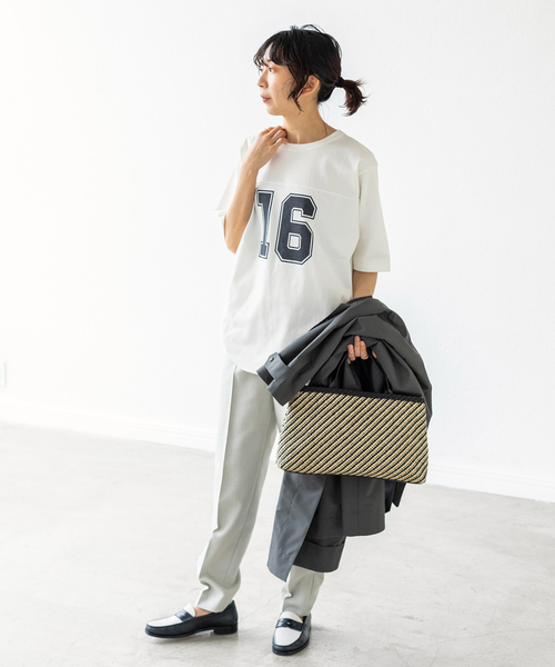 IENA（イエナ）の「LIEN Numberling 16 Tシャツ（Tシャツ/カットソー・レディース・ホワイト/グレー/グリーン系その他・FREE）」の5枚目の写真